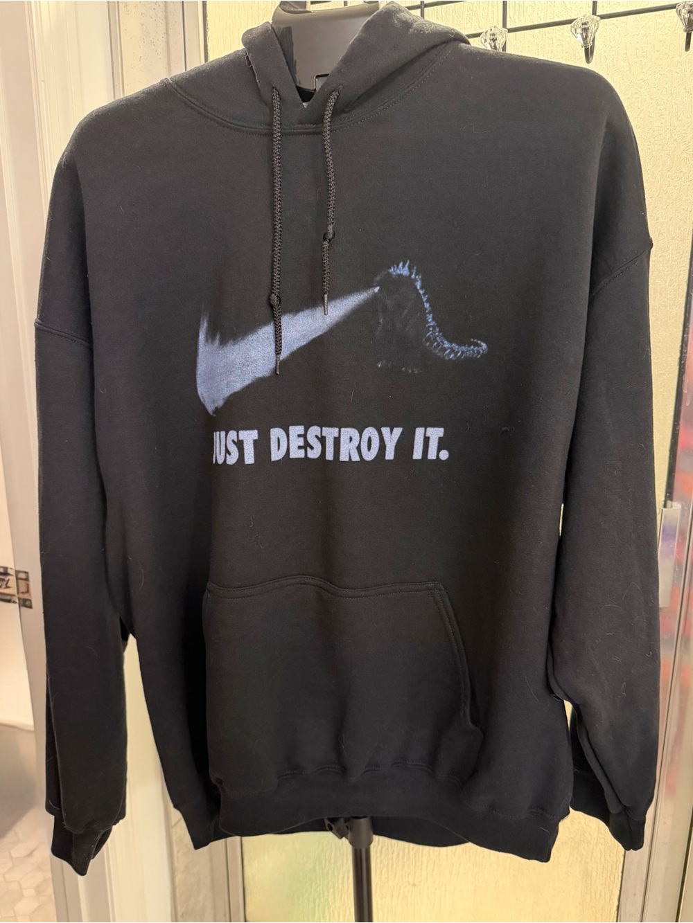 Godzilla "Just Destroy It" Nike Parody Graphic Hoodie - XL - EUC $30